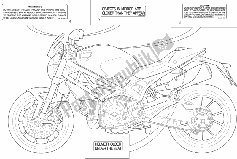Tutte le parti per il Etichette Di Avvertimento del Ducati Monster 796 ABS USA 2013